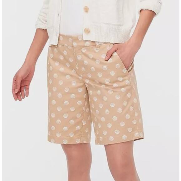 J. Crew 9" Frankie Bermuda Chino Short Shell Print Tan Nautical Khaki Size 6 - Picture 1 of 9